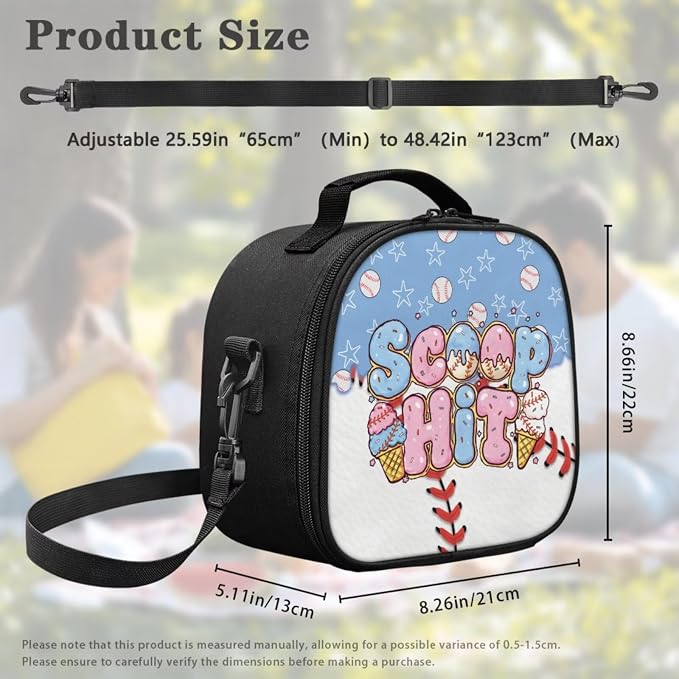Ice Cream Baseball Backpack for Kids Girls 4th 5th 6th Grade, 4-Piece School Bag with Lunch Box, Pencil Case & Dinosaur Charm Sweet Sporty Bookbag, Scoop Hit - Image 5