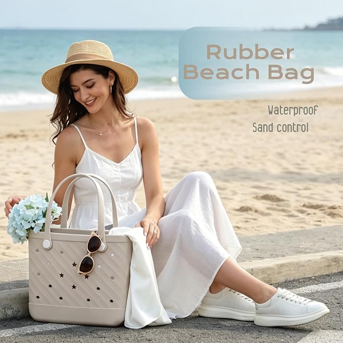 Rubber Tote Bag Extra Large & Medium, Waterproof Beach Bag for Women Men, Pool Travel Swim Silicone Tote - Image 5