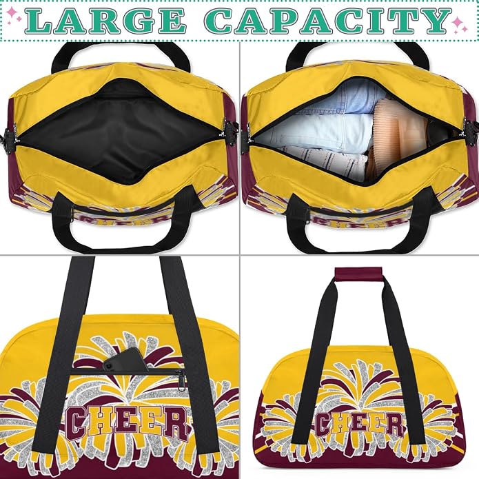 Cheerleading Dance Bag for Women Cheer Team Sport Gym Makeup Cosmetic Bag 2 Pcs Set - Image 6