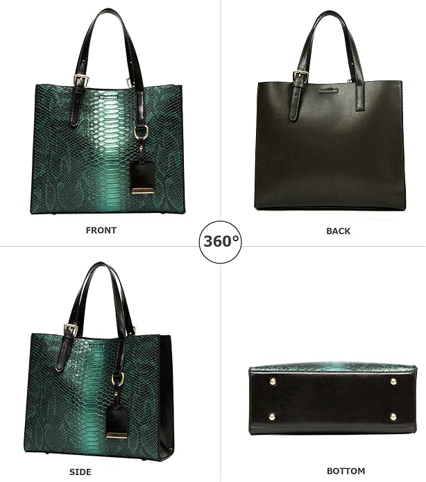 KingTo Women's Crocodile Pattern Satchel Handbags Stylish Tote Handbags crocodile purses for women 3 Pcs Set (B-blue) - Image 5