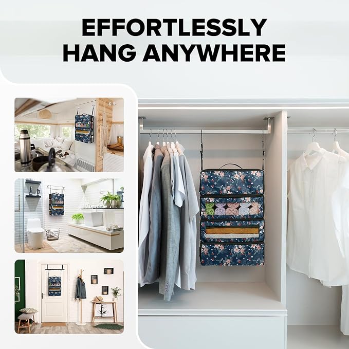 Suitcase Organizer, Travel Luggage Organizer Hanging Shelves Packing Cube Closet/Collapsible Portable Travel Organizer for Carry-on - Image 4
