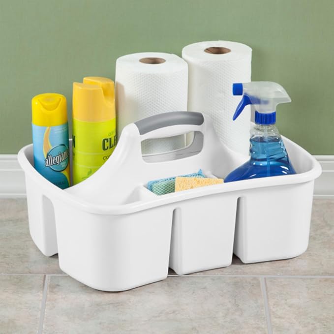 Sterilite 6-Pack Divided Ultra Caddy, Portable Plastic Storage Organizer for Bathroom - Large Organization Holder and Container for Sink, Laundry, and Kitchen Cleaning Supplies - Image 5