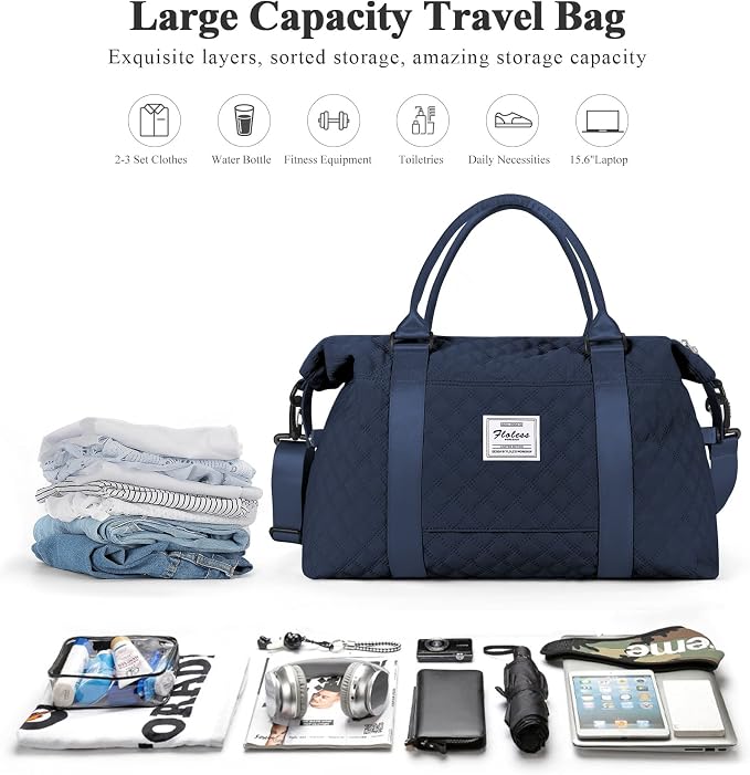 Travel Duffel Bag, Carry On Overnight Weekender Bags for Women | Travel Bag with Wet Pocket & Trolley Sleeve, For Spirit Airlines 18x14x8 Personal Item Bag - Image 3