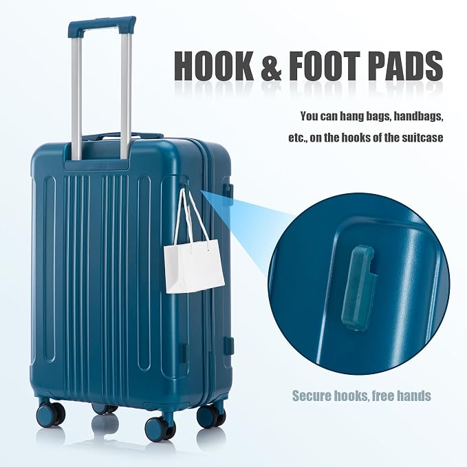 GDFStudio 20/24/28 Inch 3 Piece Luggage Set, ABS Hard Shell Spinner Suitcase with 360° Silent Wheels,TSA Combination Lock, Large Capacity Travel Luggage with Retractable Handle,Carry On,Dark Blue - Image 6