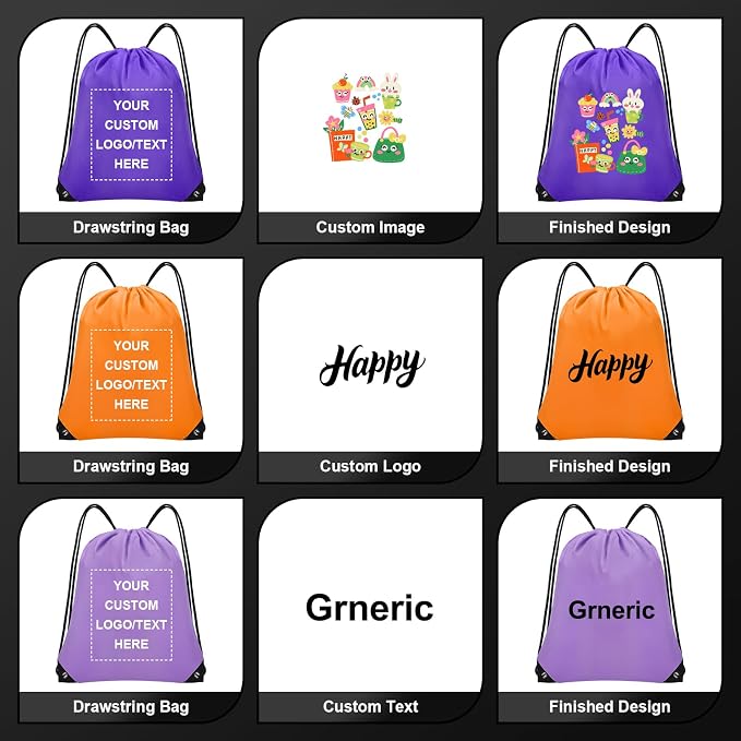 Grneric Custom Drawstring Bags Bulk 10/20/50/100/200 Pack, Promotional Items With Your Logo Personalized String Backpack for Gym, Sport, Travel, Sky Blue - Image 5