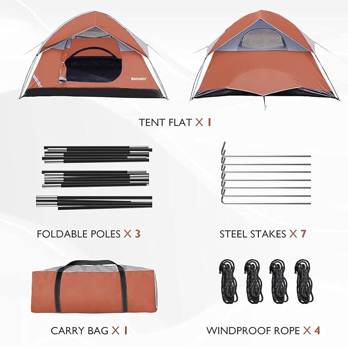 Camping Tent, Waterproof 2/3/4 Person Tents for Camping, Lightweight Easy Set Up Outdoor Hiking Tent Backpacking Tent with Carry Bag, Backpack Tent Suit for Family Beach Hiking Travel - Image 7