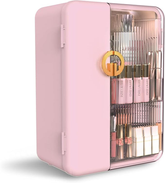 UAK Makeup Organizer with Drawers for Vanity, Cosmetic Display Case with Brush Holders, Storage for Skincare Countertop Bathroom (Pink) by SayGoodbyetoClosetChaoswithCurStorage