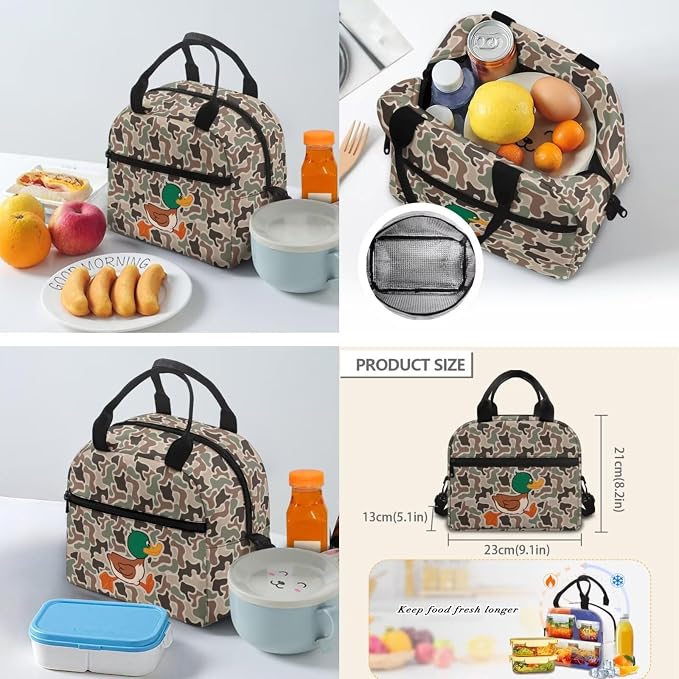 Camo Duck 4 Piece Kids School Backpack Set, with Lunch Pouch | Water Bottle Holder, Lightweight Durable 600D Material, Multi Compartments, for Middle High School Students - Image 5