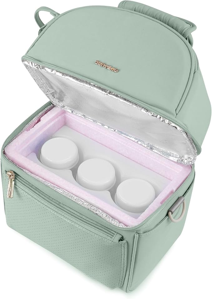 SUNVENO Breast Milk Cooler Bag with Detachable Insulation Box, Double-Layer Pumping Travel Bag for Work & Daycare, Fits Bottles, Ice Packs and Pump Parts,Green - Image 11