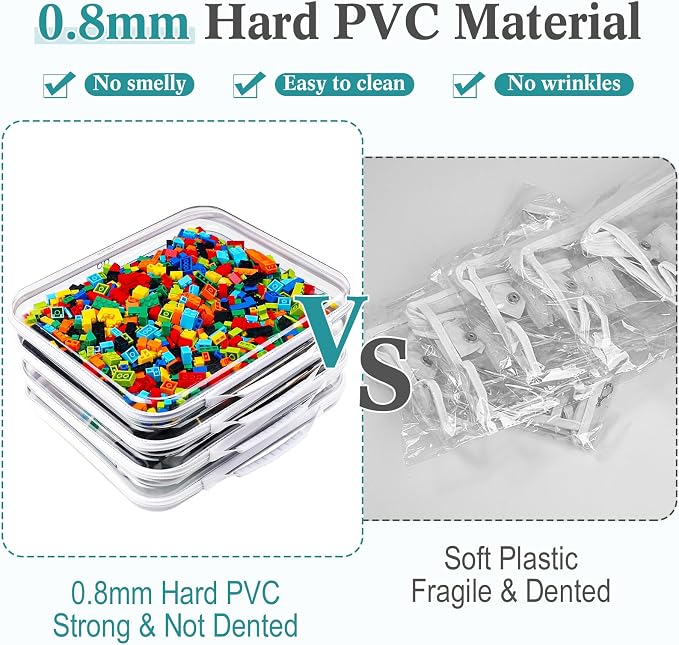 Sanwuta 4 Pcs Clear Hard Zipper Case with Handle Office Storage Cases Hard Plastic Pouches Transparent Bins for Crafts, Snacks, Cosmetics, Puzzles(13.8 x 11.8 x 2 Inches,White) - Image 4