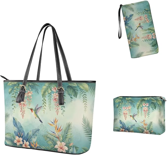 Women Purse Handbags Wallet Sets Leather Shoulder Tote Bag for Women,Top Handle Purse with Wrist Wallet Bag - Image 3