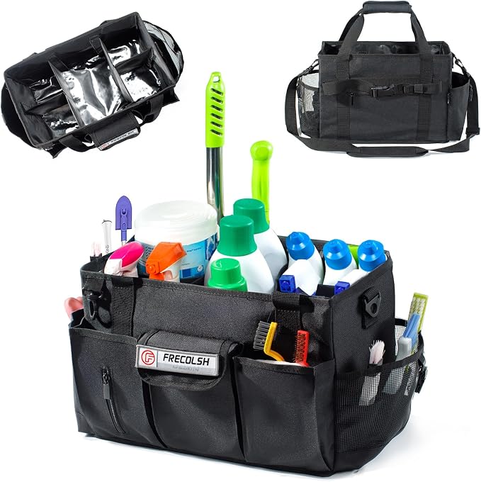 Cleaning Caddy for Cleaning Suppliers Organizer with Pockets for House Cleaning Essentials, Cleaning Organizer, Wearable Cleaing Bag Tote, Storage Caddy for Housekeeping by FRECOLSH
