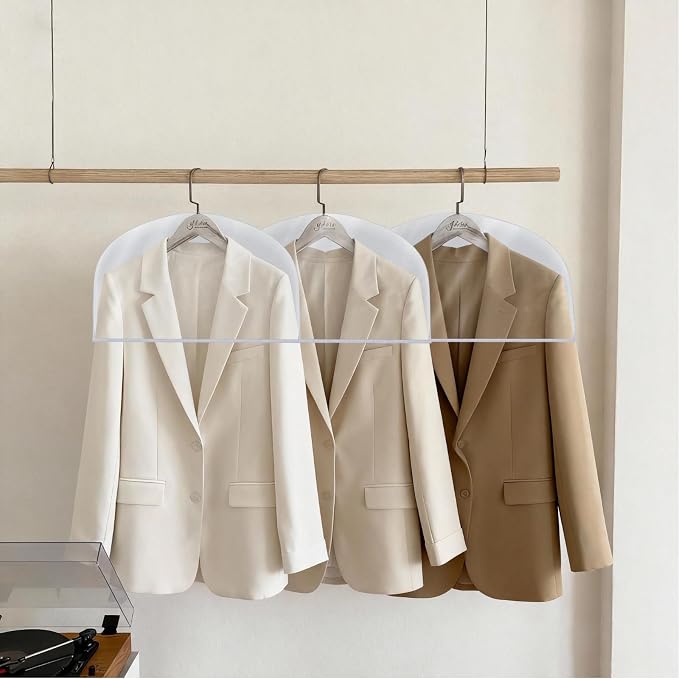 Shoulder Covers for Hanging Clothes (Set of 10) Breathable Garment Dust Covers Clothes Protectors Covers for Closet with 2" Gusset for Suit, Coats, Jackets, Dress - Image 6