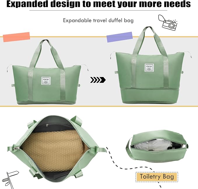 Merax Softside Luggage Set, Travel Suitcase Expandable Lightweight 3 Piece | Luggage Sets with Duffel Bag 22" 26" 30" Suitcase with TSA Lock Spinner Wheels,Light Green - Image 5