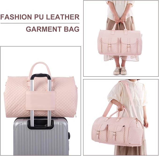 seyfocnia Convertible Carry on Garment Bag for Women, Garment Bags for Travel with Shoe Pouch 2 in 1 Hanging Suitcase Suit Bag for Women Travel Duffle Bag Garment Bag - Image 6