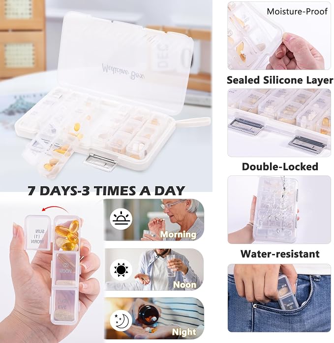 BAGSFY Travel Medicine Bag Organizer with Weekly Pill Organizer 3 Times A Day, 7-Day Pill Box AM & PM Pill Organizer, Medication Organizer Storage, First Aid Bag, Pill Bottle Organizer with Pill Case - Image 5