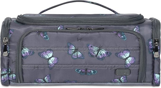Lug Trolley Cosmetic Case for Travelers – Accordion Brush Pocket, Trolley Sleeve, 100% Polyester – BUTTERFLY GREY by Lug