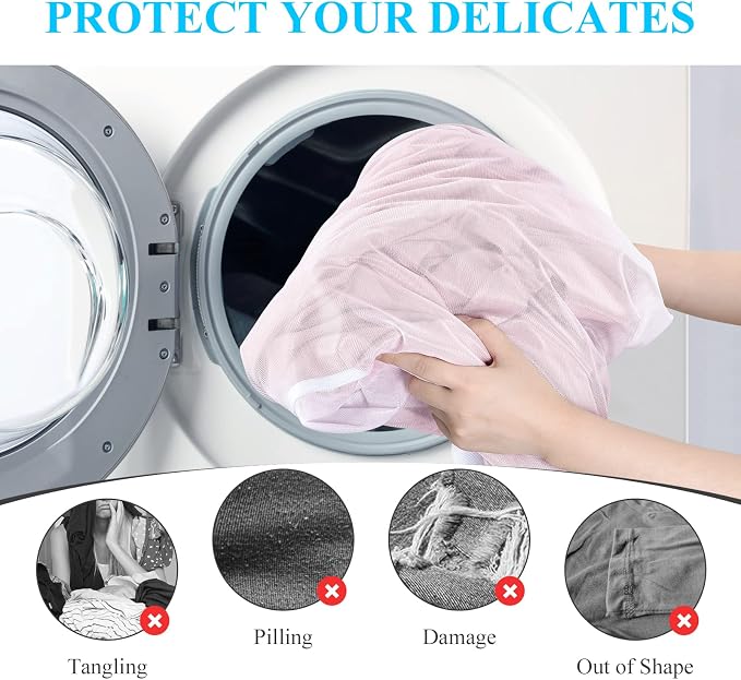 OTraki Large Mesh Laundry Bags, 20 x 24 inch Net Laundry Bags, Reusable Laundry Bags with Zips, Washing Bag with Handles for Washing Machine Delicates Clothes College Dormitories Apartments (2 Packs) - Image 7
