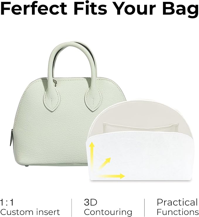 Purse Bag Organizer Insert for HERMES Bolide Mini Handbag,Custom Fit Inside Premium Craie Lightweight WaterResistant Tote Bag Insert Accessories - Image 3