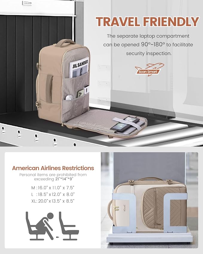 LOVEVOOK Travel Backpack for Women,40L Carry On Backpack for Airplanes,17.3 Inch Laptop Personal Item Travel Bag - Image 2