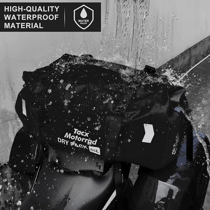 Waterproof Duffel Bag, Roll-top Dry Bag Tail Bag with Large Storage Space, Waterproof Luggage Duffle Bags with Quick-fixed Straps for Camping, Rafting,Kayaking, Traveling, 48L-Black - Image 3