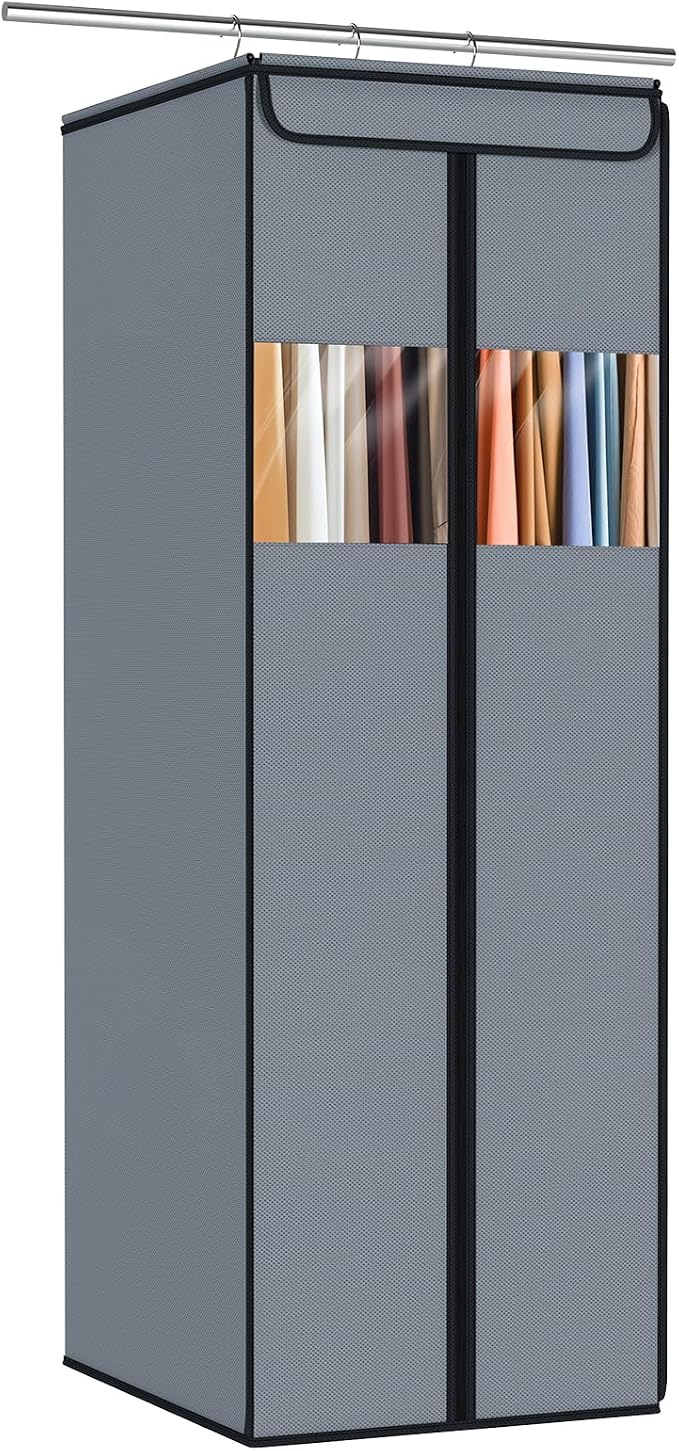 Zilink Garment Bags for Hanging Clothes 54" Hanging Storage Bags for Clothes with Clear Window Space Saving Garment Covers for Suits, Coats, Dresses, Grey by Zilink