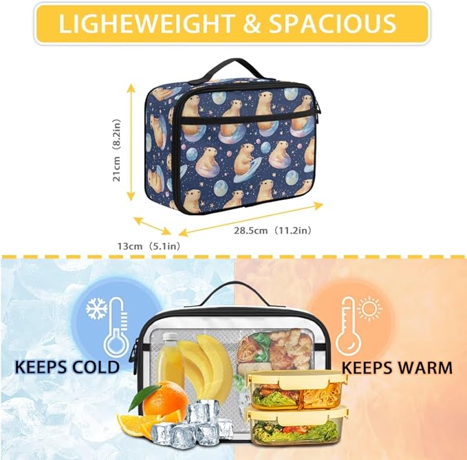 Capybara Backpack and Lunchbox Cute School Bag with Lunch Bag Pencil Case 17 Inch Large Capacity Solar System Planet Bookbag for 3rd Grade Girls Lunch Box Set, 3 Piece - Image 4
