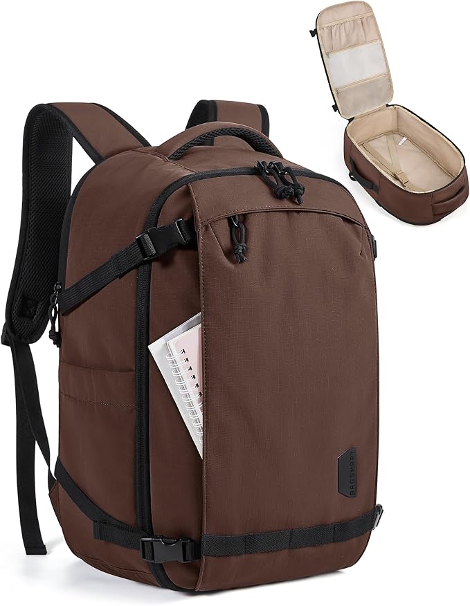 BAGSMART Travel Backpack for Women, 15.6 Inch Carry On Bag, Coffee Brown | TSA approved personal item fit for flights. Water resistant weekender daypack ideal for travel, business, and daily use. by BAGSMART