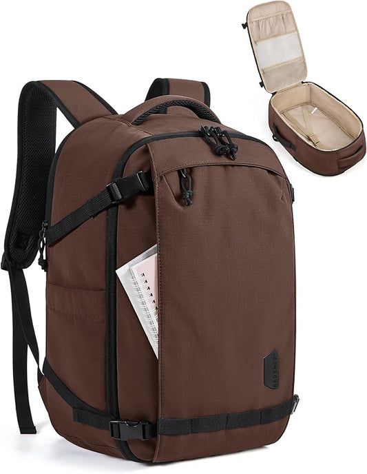 BAGSMART Travel Backpack for Women, 15.6 Inch Carry On Bag, Coffee Brown | TSA approved personal item fit for flights. Water resistant weekender daypack ideal for travel, business, and daily use. by BAGSMART