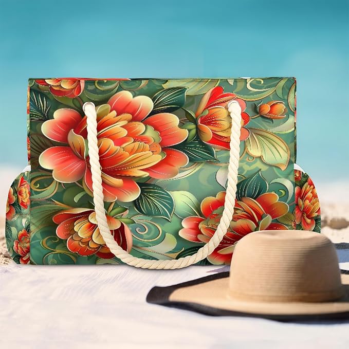 Large Beach Bag with Zipper Beach Bags for Women Water Resistant Swim Pool Bag - Image 3