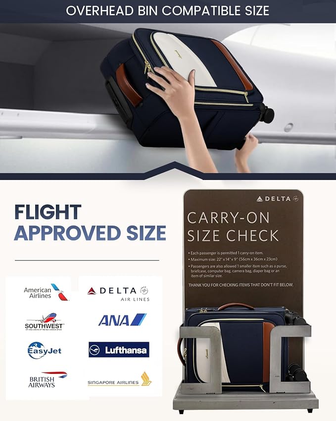 LOVEVOOK 4 Pcs Carry On Luggage 22x14x9 Airline Approved, 20 Inch Carry On Suitcases with Wheels, Softside Rolling Suitcase for Women Men, with TSA Lock Weekender Travel Luggage - Image 5