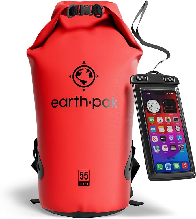 Earth Pak Waterproof Dry Bag - Roll Top Waterproof Backpack Sack Keeps Gear Dry for Kayak with Waterproof Phone Case by earthpak