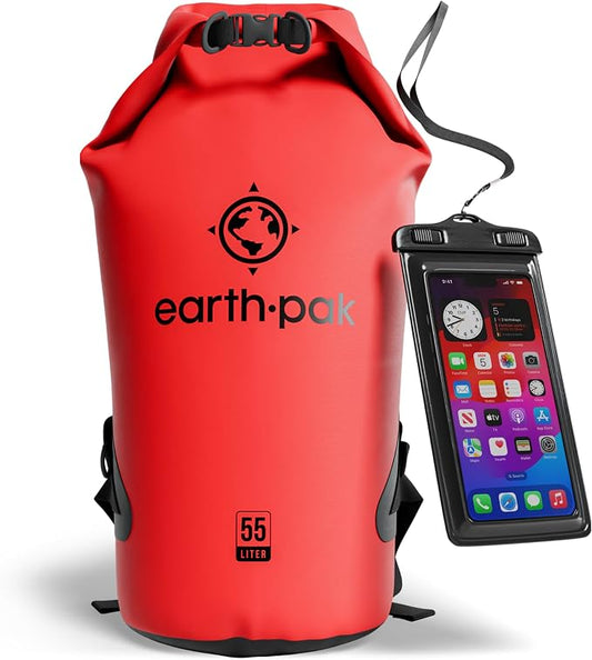 Earth Pak Waterproof Dry Bag - Roll Top Waterproof Backpack Sack Keeps Gear Dry for Kayak with Waterproof Phone Case by earthpak