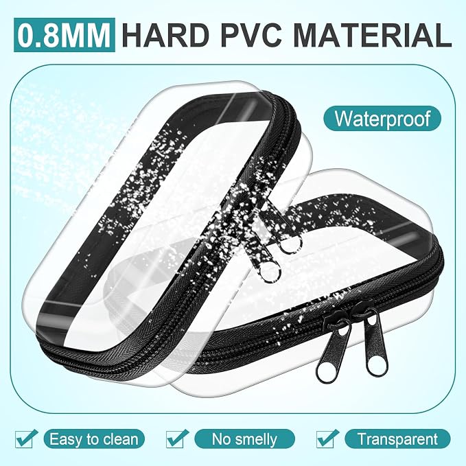 Sanwuta 6 Pcs Clear Hard Zipper Case Plastic Zipper Pouches Transparent Makeup Bag Pencil Case Pouches Toiletry Diaper Bag for Travel Toy Storage Organizer Bins(Black,5 x 3 x 2 Inch) - Image 4