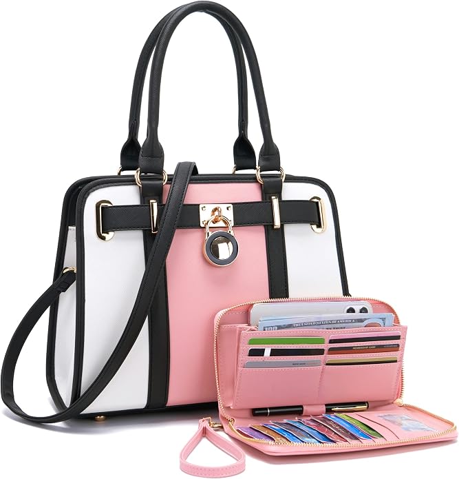 Qiyuer Structured Satchel Tote Handbags Set Women Purses with RFID Wallet | Premium, Sturdy, Spacious, Chic for Daily & Work, Vegan PU Leather, Multi-way Carry, Large Capacity RFID Wallet, Ideal Gift by QIYUER