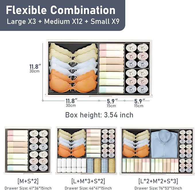 DIMJ Drawer Organizer Clothes Storage - 24 Pack Baby Dresser Organizer for Nursery, Small Fabric Closet Drawer Organizer Bins for Underwears Socks, Foldable Storage Dividers Organization for Bedroom - Image 2