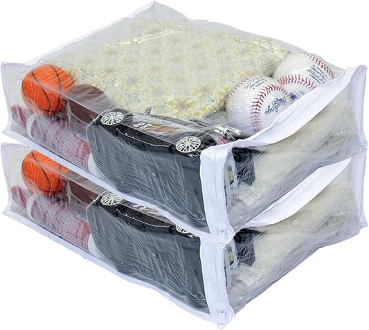 2-Pack Oreh Homewares Heavy Duty Vinyl Zippered Closet Storage Bags (Clear) for Sweaters, Blankets, Comforters, Bedding Sets and Much More! (11" x 15" x 4") 2.9 Gallon by OrehHomewares
