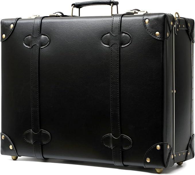 urecity Vintage and Cute Carry-on Overnight Case Non-wheeled Mini Leather Trunk Suitcase with Shoulder Strap by urecity
