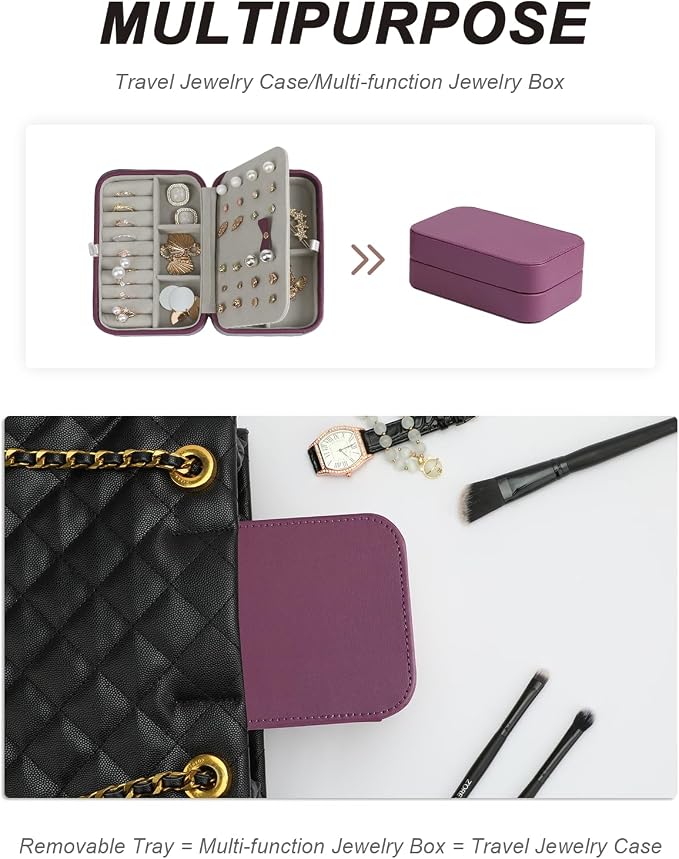 Large Jewelry Case Organizer - Travel Jewelry Box and Portable Case, Burgundy Red - Image 5