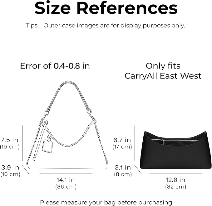 Handbag Organizer Insert for LV Carryall East West, Custom Fit Inside Premium Matte Black Lightweight WaterResistant Purse Insert with Cup Holder Accessories with Zipper - Image 2