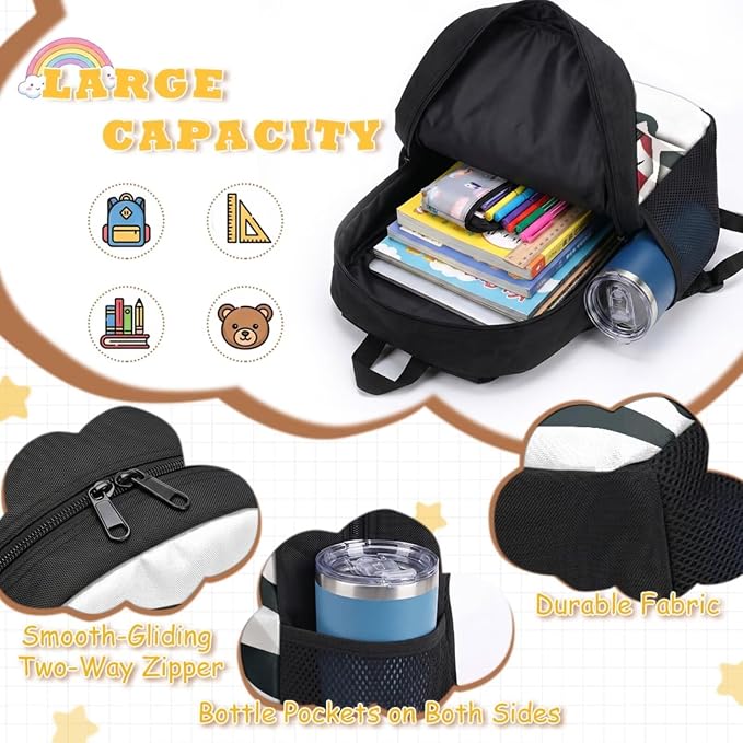 GIFTPUZZ 4-in-1 Camo Fish American Flag Kids Backpack Set | Patriotic School Bookbag with Lunch Box for Elementary Boys, Zippered Pencil Case, Water Bottle Holder, Ages 6-8 - Image 3