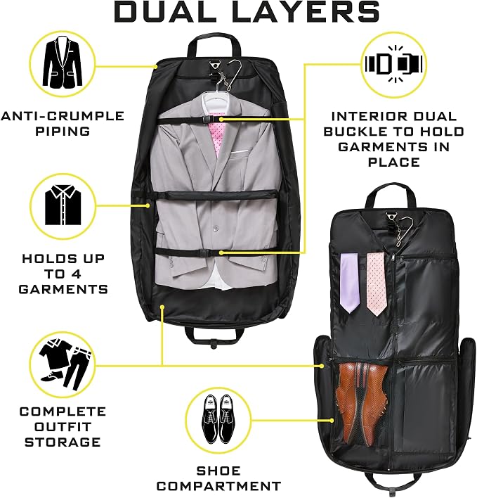 ZEGUR Premium Suit Garment Bag Carry On - Hangs 4 Suits - Travel & Business with Shoulder Strap and Laptop Compartment - Image 6
