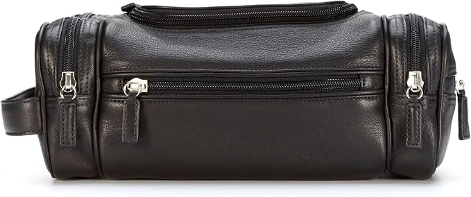 Leatherology Black Onyx Multi Pocket Toiletry Bag – Full-Grain Leather Travel Dopp Kit with Multiple Zippered Compartments | Spacious, Durable Organizer for Toiletries & Grooming Essentials - Image 4