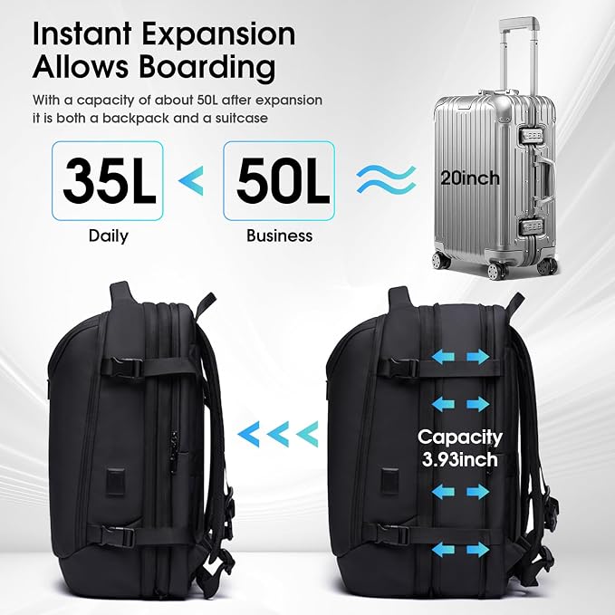 TANGCORLE Vacuum-Compressed Travel Backpack: Expandable, Airline-Approved Laptop Backpack—Unisex Business Backpack - Image 6