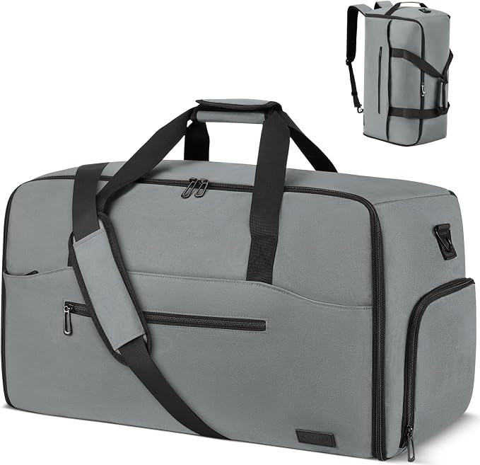 Garment Duffle Bags for Travel,Convertible Garment Bag with Shoes Compartment,Suit Carry-on Bag Expandable with Shoulder Strap for Men and Women Business Trip,Weekend,Wedding(Grey) by RJEUBACKPACK