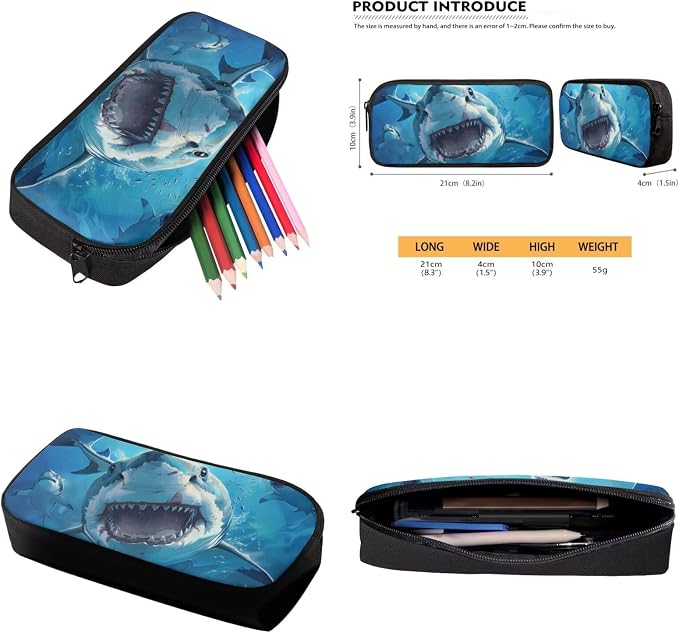 Shark Backpack for Boys Kids Backpack with Lunch Box Water Bottle Holder and Soft Pencil Case 4 in 1 Set Bookbag with Compartments for School Teens 17 inch Lightweight School Bag for Girls - Image 6