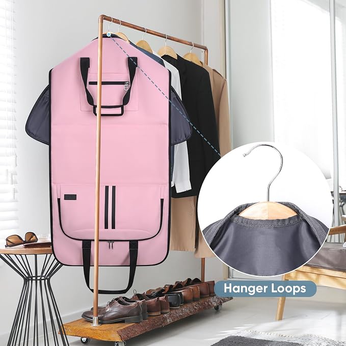 BALEINE Travel Garment Bag, Travel Suit Bag for Men, Water Resistant Carry on Garment Bag for Hanging Clothes, Garment Duffel Bag for Travel Business (Pink-Convertible) - Image 10