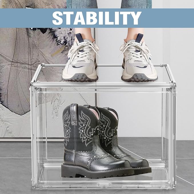 1 Pack Oversized Acrylic Boot Display, Clear Display Box for Boots&Handbags | 17.7 x 13 x 13 in XXX-Large PET box for boots, bulky sneakers, handbags and larger closet items,display closet organization - Image 6