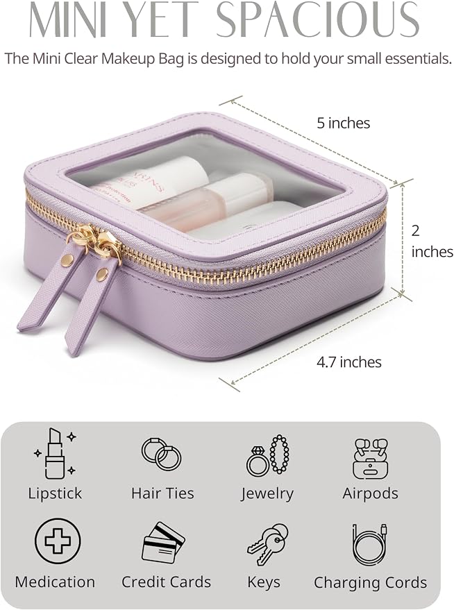 Popvibe Clear Makeup Case Toiletry Bag Travel Medium Clear Cosmetic Bag with Zipper, Make Up Bag Organizer Traveling TSA Approved Transparent Bag Car for Essentials, Mini & Medium, Purple - Image 6