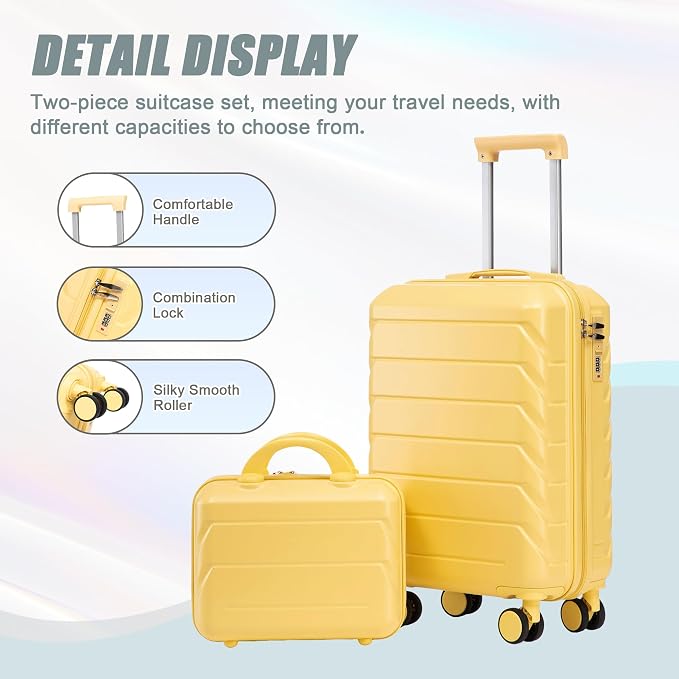 Hardshell Luggage, Lightweight Durable ABS Suitcase with Spinner Wheel, 14/20 - Image 2